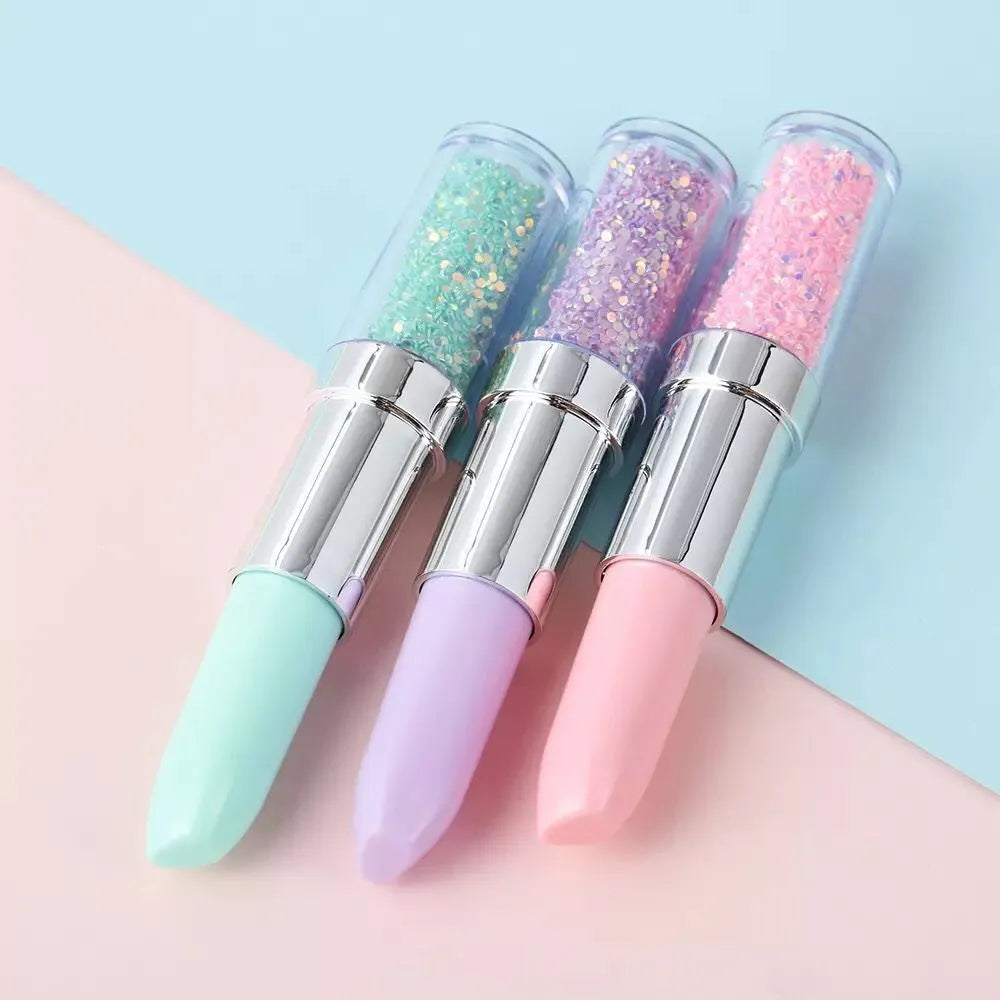 Plastic luminous point drill pen for diamond painting in green, pink, or purple colour options.