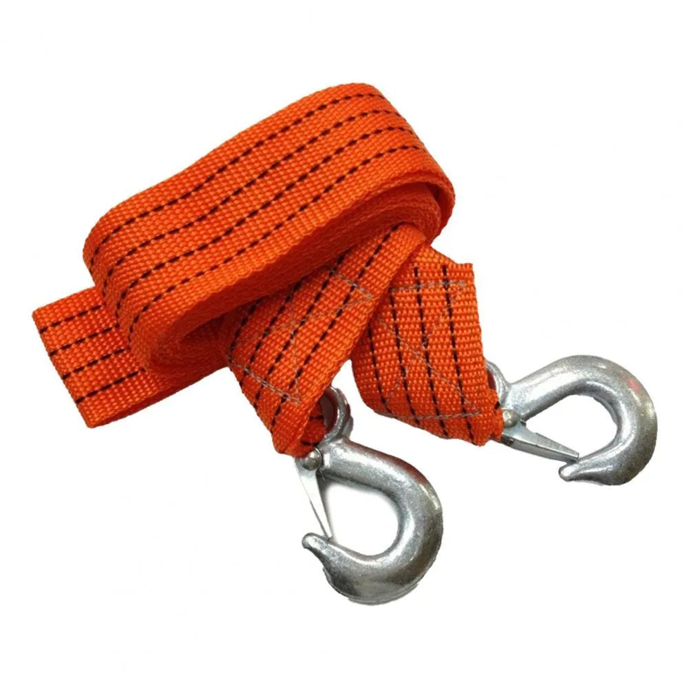 CARLIFE yellow nylon trailer belt with hanging buckle and grappling hook for vehicle towing