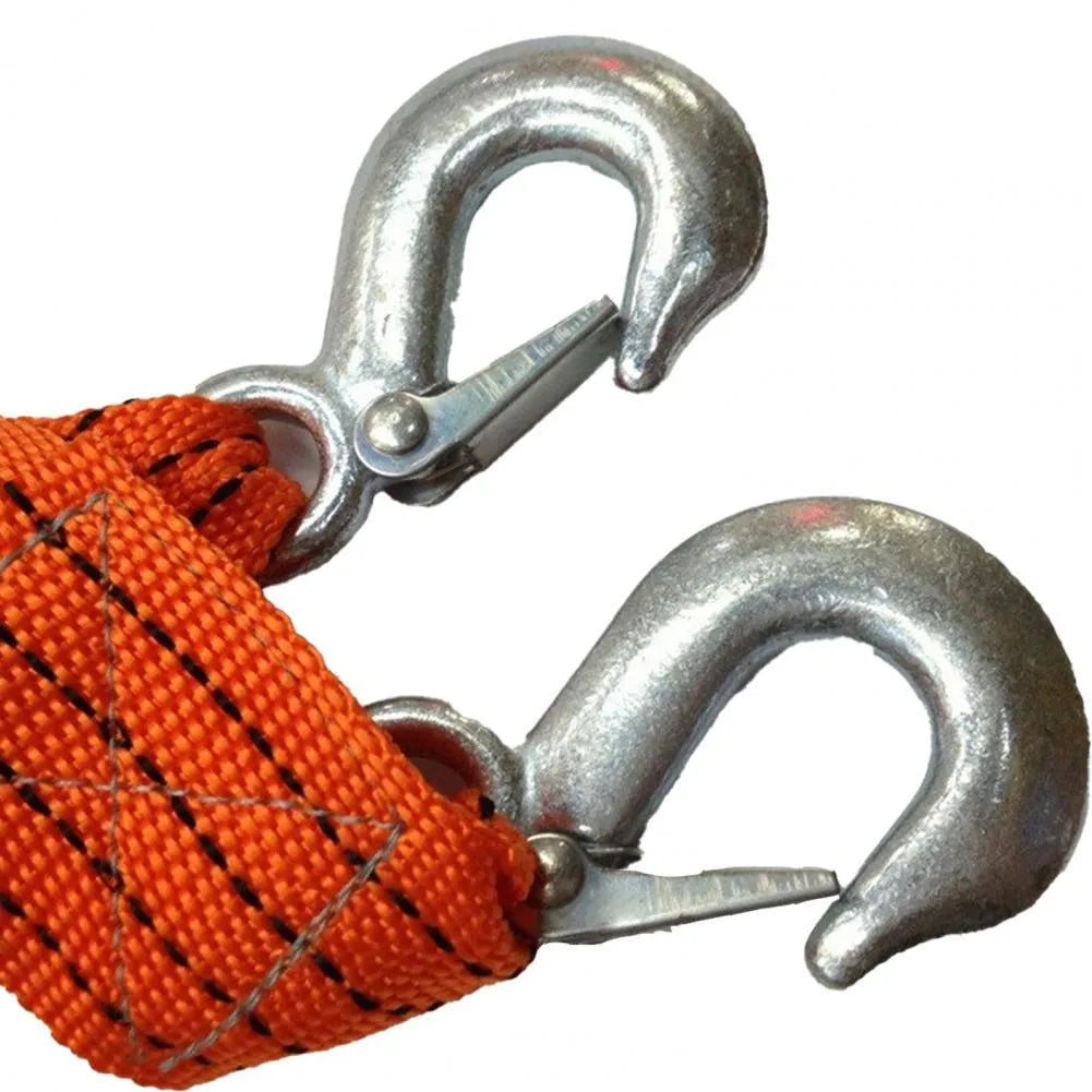 CARLIFE yellow nylon trailer belt with hanging buckle and grappling hook for vehicle towing