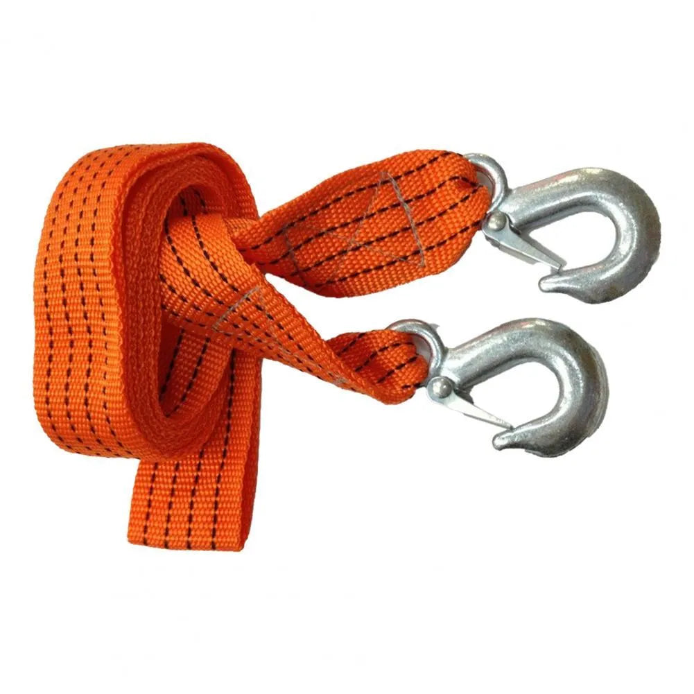 CARLIFE yellow nylon trailer belt with hanging buckle and grappling hook for vehicle towing