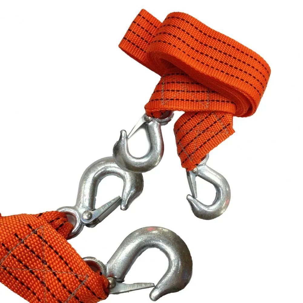 CARLIFE yellow nylon trailer belt with hanging buckle and grappling hook for vehicle towing