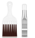Manual air conditioning fin comb cleaning brush with stainless steel bristles and separate metal comb tool