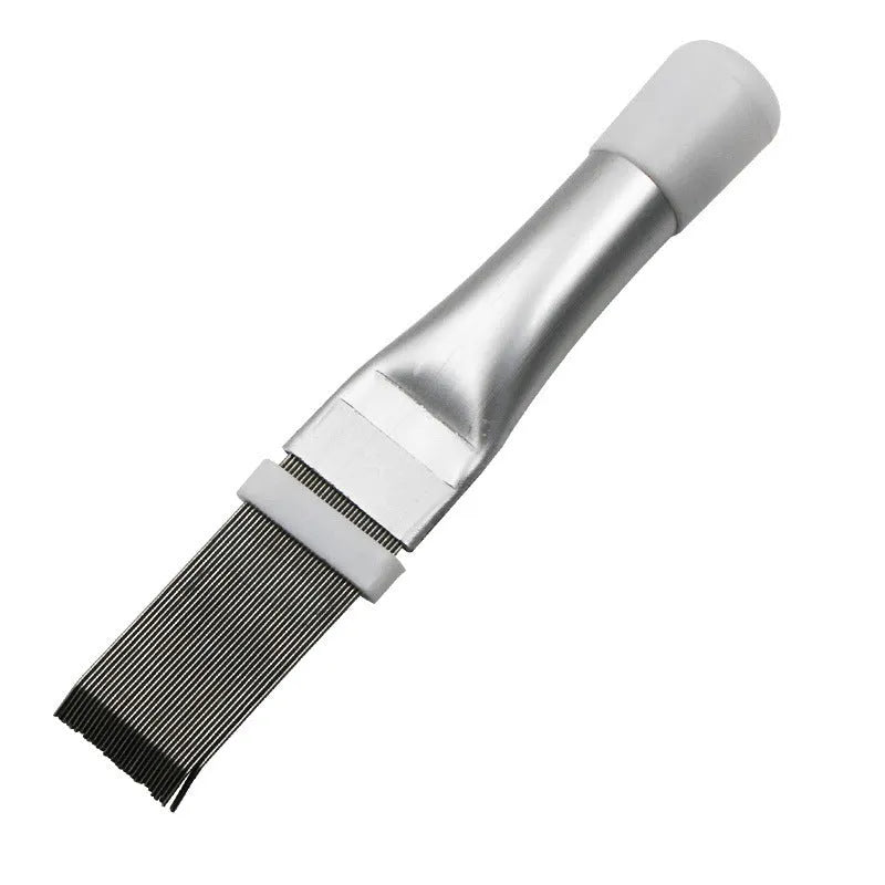 Manual air conditioning fin comb cleaning brush with stainless steel bristles and separate metal comb tool