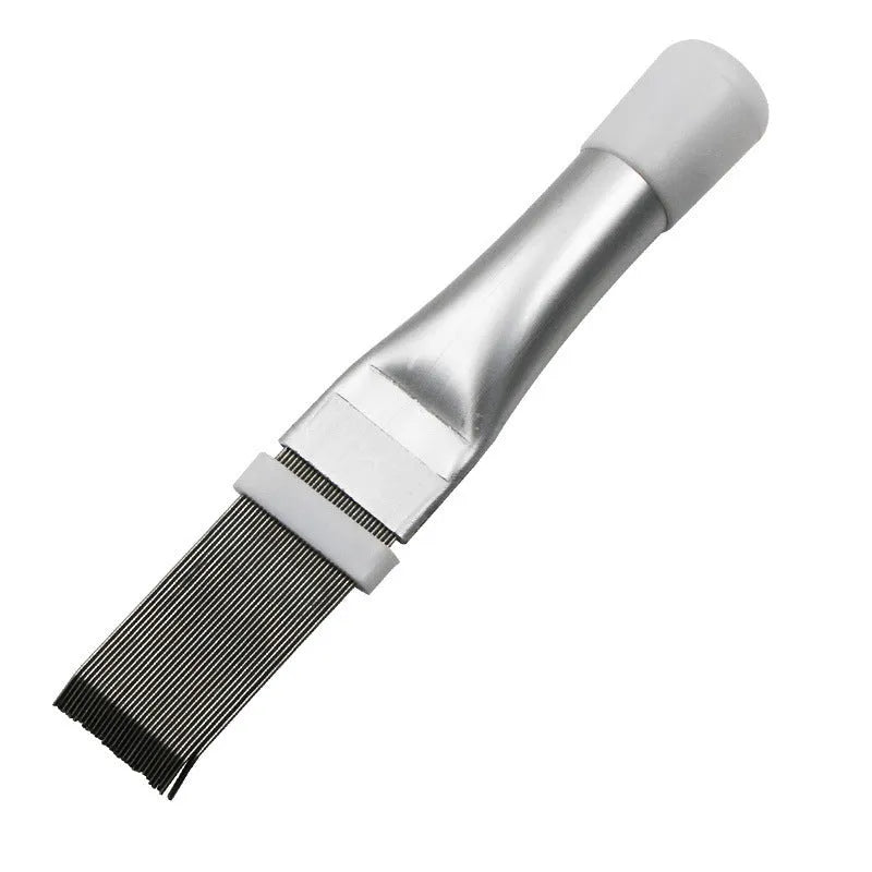 Manual air conditioning fin comb cleaning brush with stainless steel bristles and separate metal comb tool