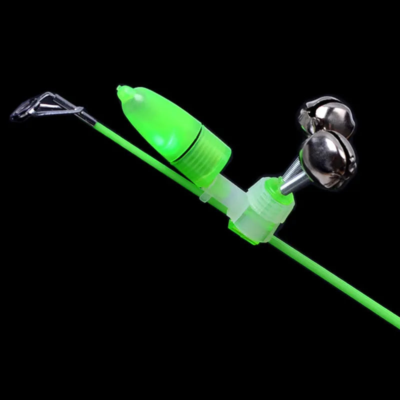 Fishing rod bell accessory with ABS plastic housing and metal components for bite alert