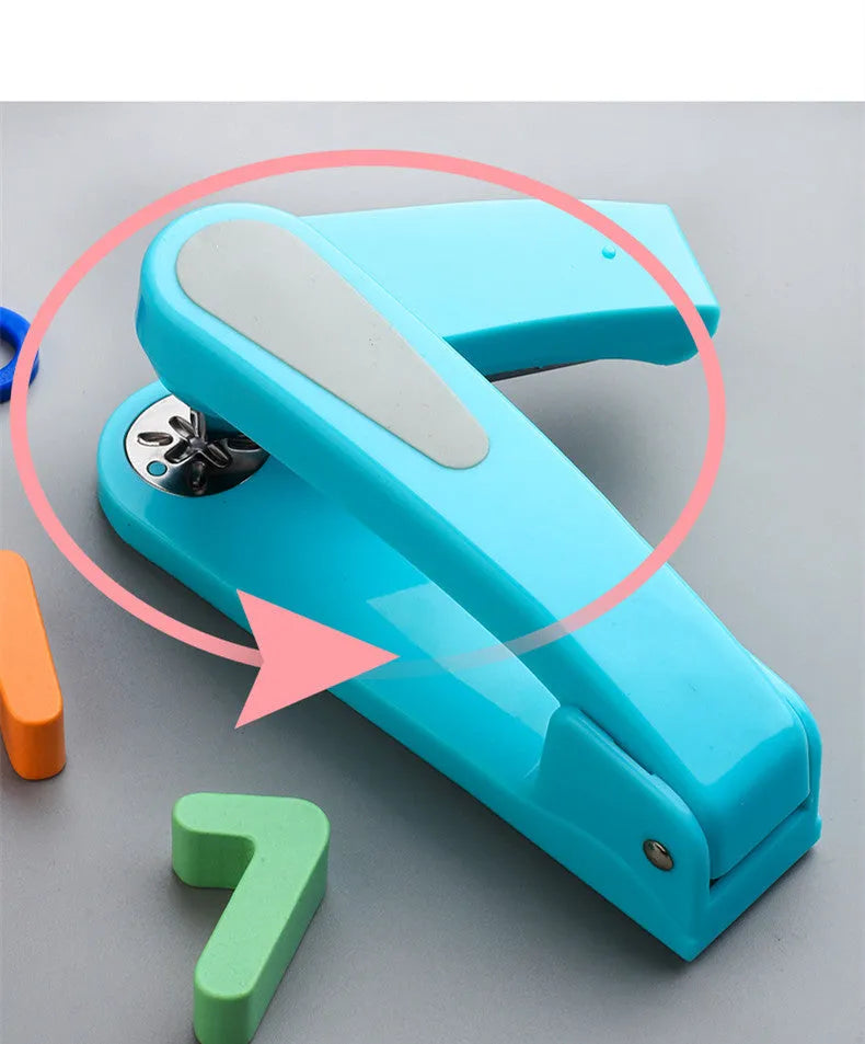 Rotatable stapler in black showing 360-degree head rotation and metal nail outlet for binding documents
