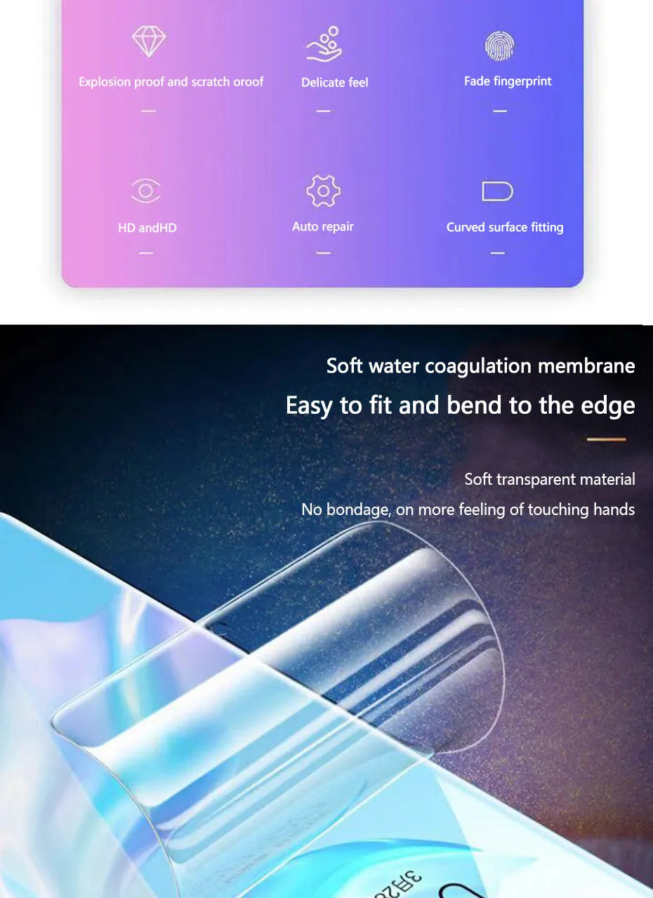 Three clear hydrogel screen protector films for Huawei and Honor phones.