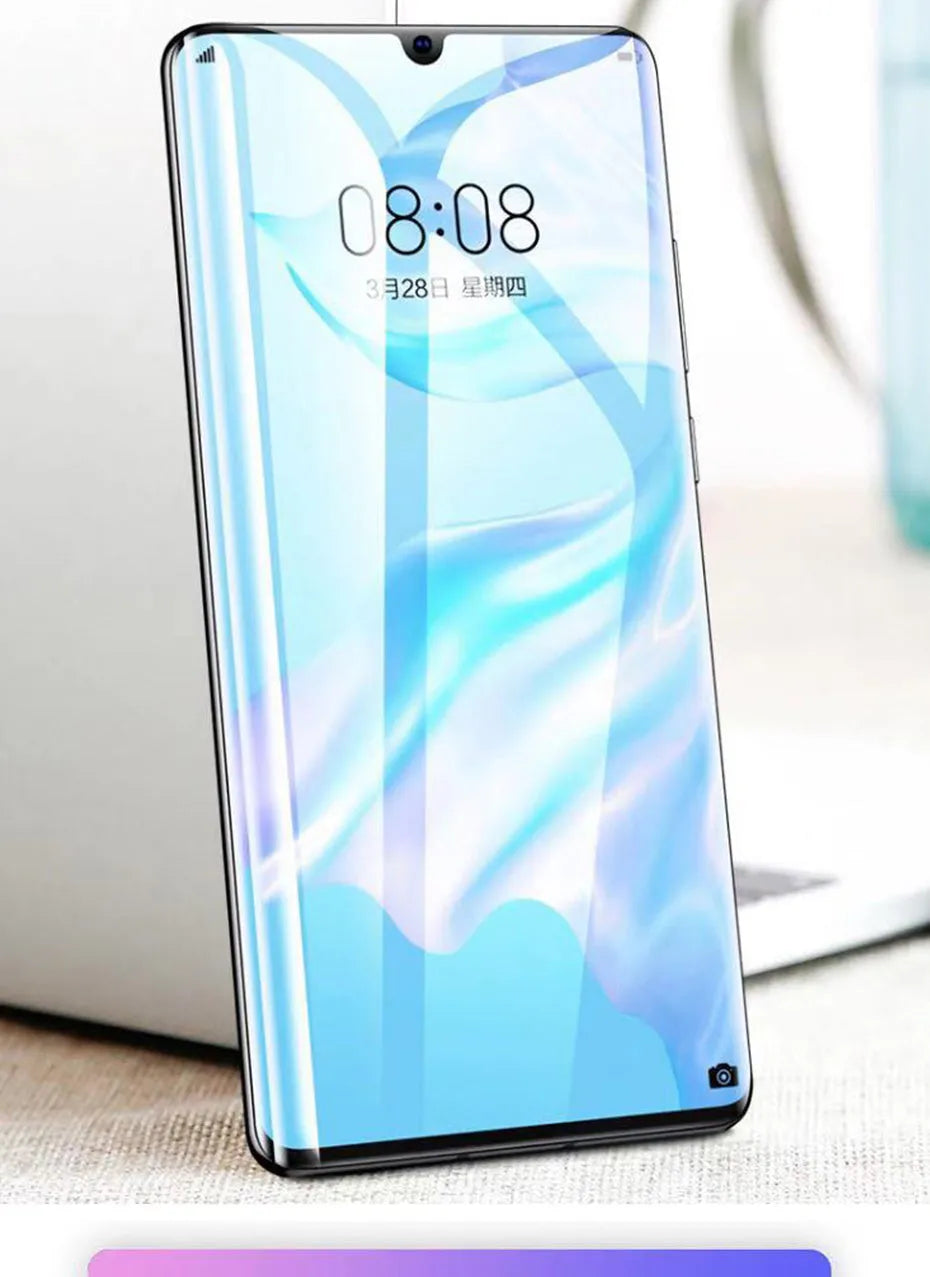 Three clear hydrogel screen protector films for Huawei and Honor phones.