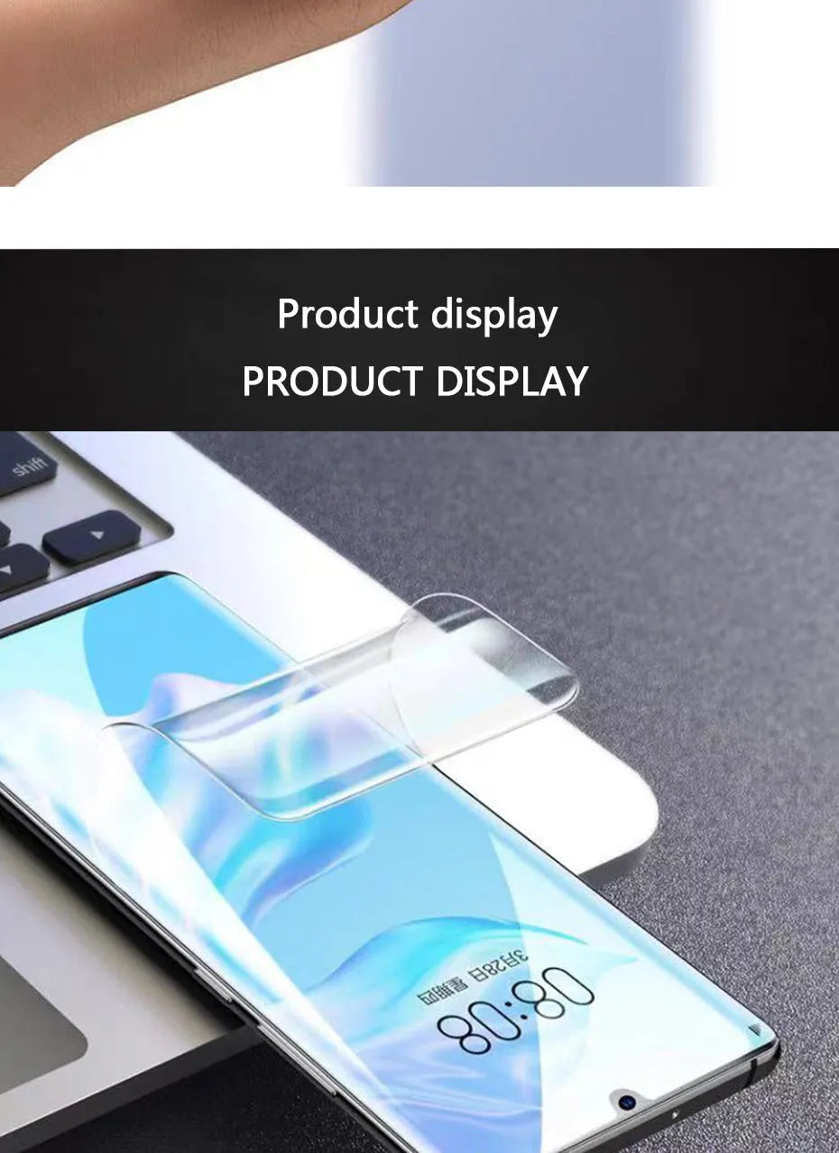 Three clear hydrogel screen protector films for Huawei and Honor phones.