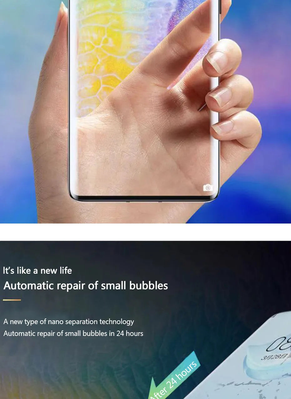 Three clear hydrogel screen protector films for Huawei and Honor phones.