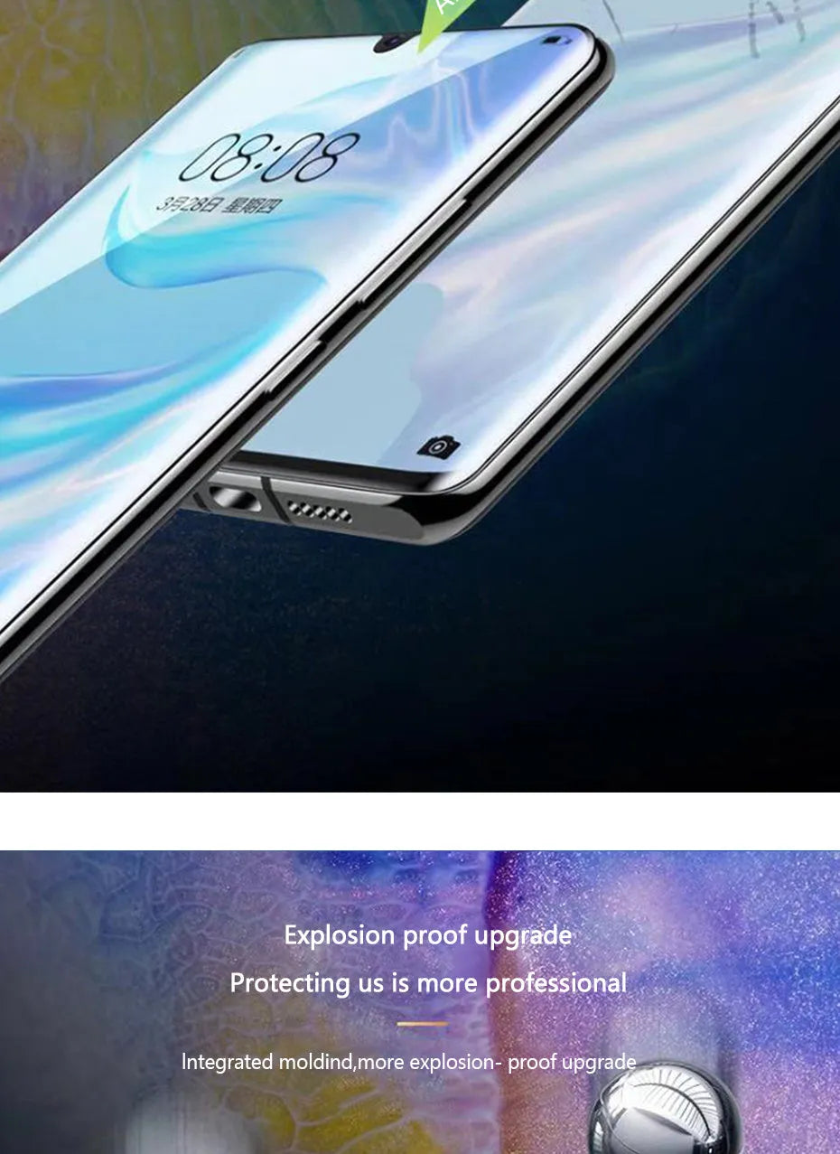 Three clear hydrogel screen protector films for Huawei and Honor phones.
