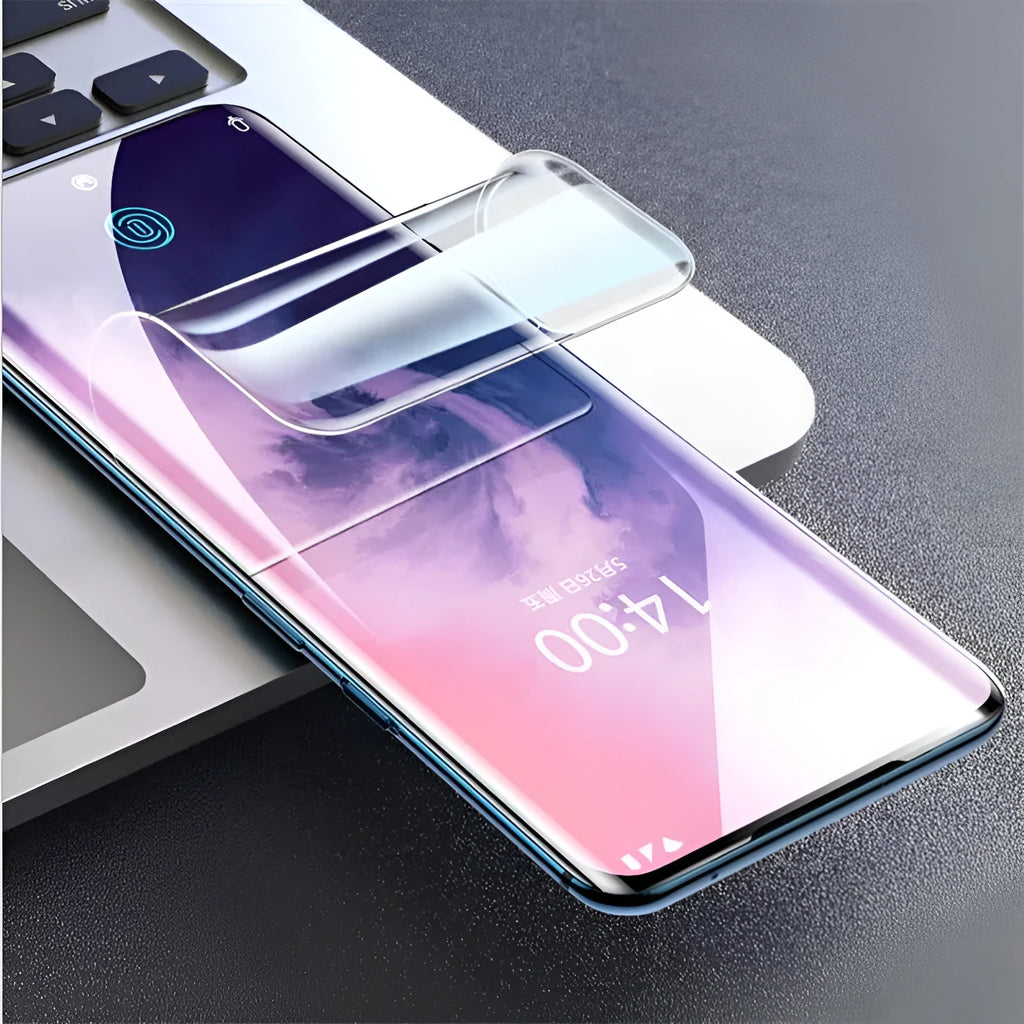 Three clear hydrogel screen protector films for Huawei and Honor phones.