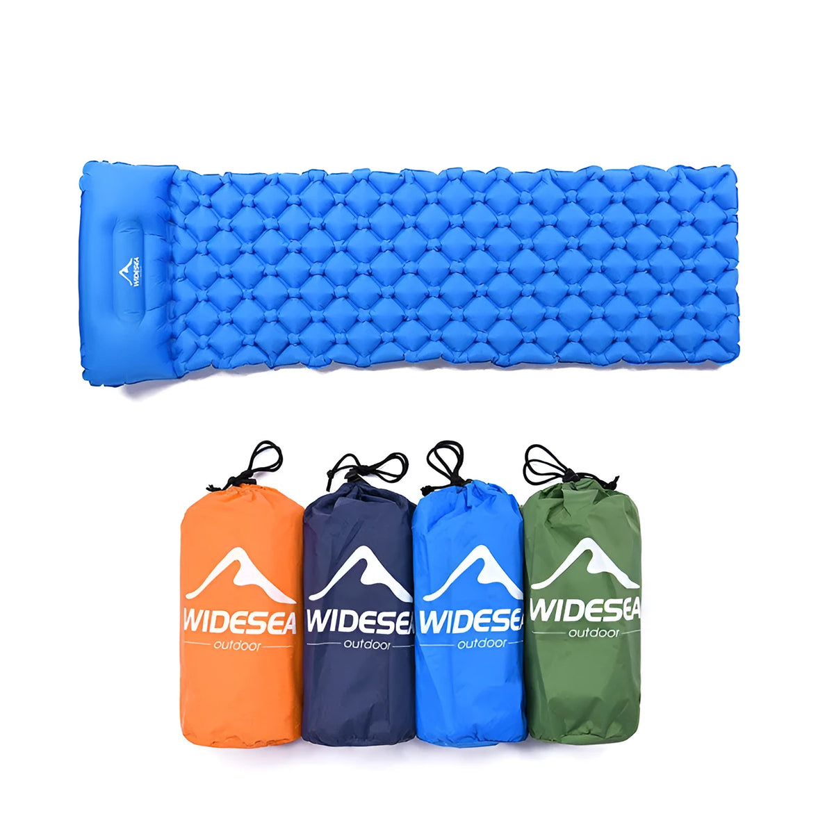 Inflatable camping air cushion single TPU nylon moisture-proof mat 165cm x 58cm in blue, dark blue, green or orange