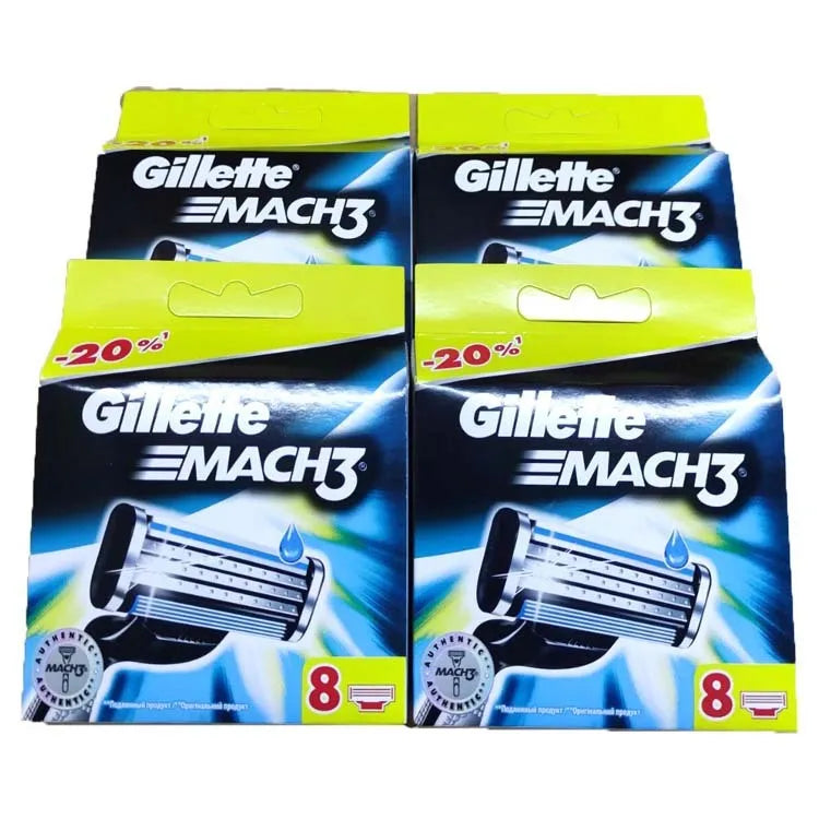 Pack of eight blue Gillette Mach3 replacement razor blade cartridges