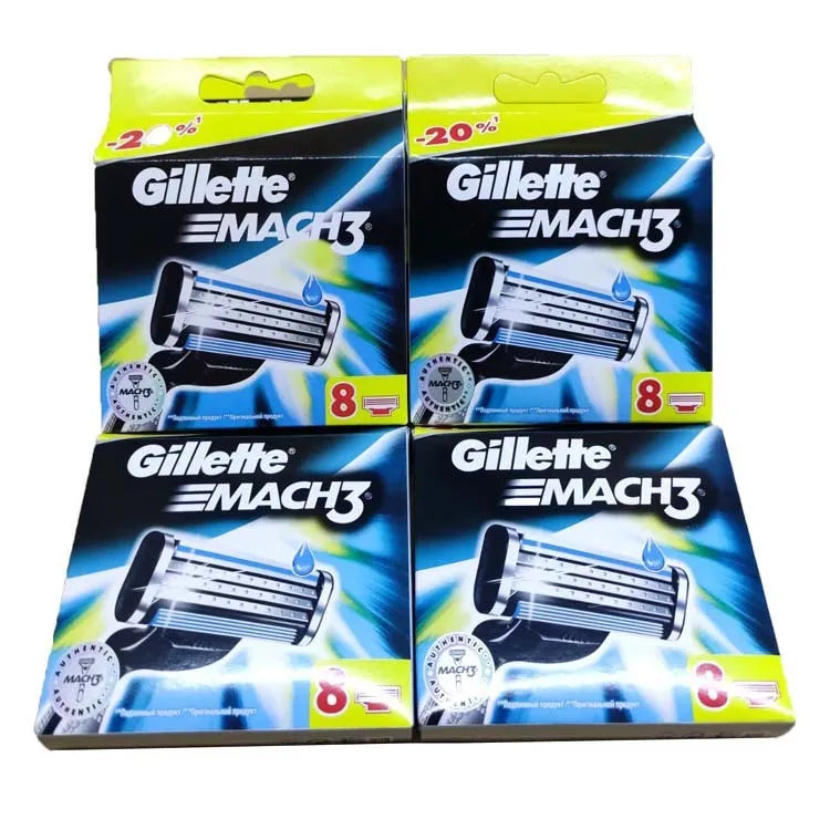 Pack of eight blue Gillette Mach3 replacement razor blade cartridges