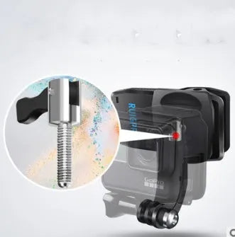 GoPro backpack clip with aluminium alloy clamp showing 360-degree rotation mechanism