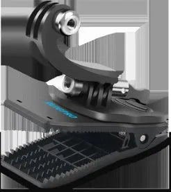 GoPro backpack clip with 360-degree rotation mechanism and adjustable clamp for action cameras