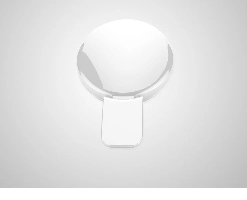 Round makeup selfie fill light with mobile phone mount in black, pink, or white colour