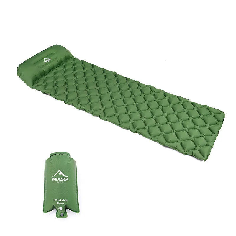 Inflatable camping air cushion single TPU nylon moisture-proof mat 165cm x 58cm in blue, dark blue, green or orange