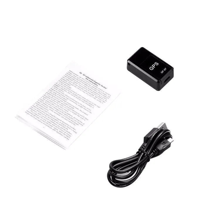 Black magnetic mini GPS tracker with dimensions 35x20x14mm for vehicle tracking and voice recording