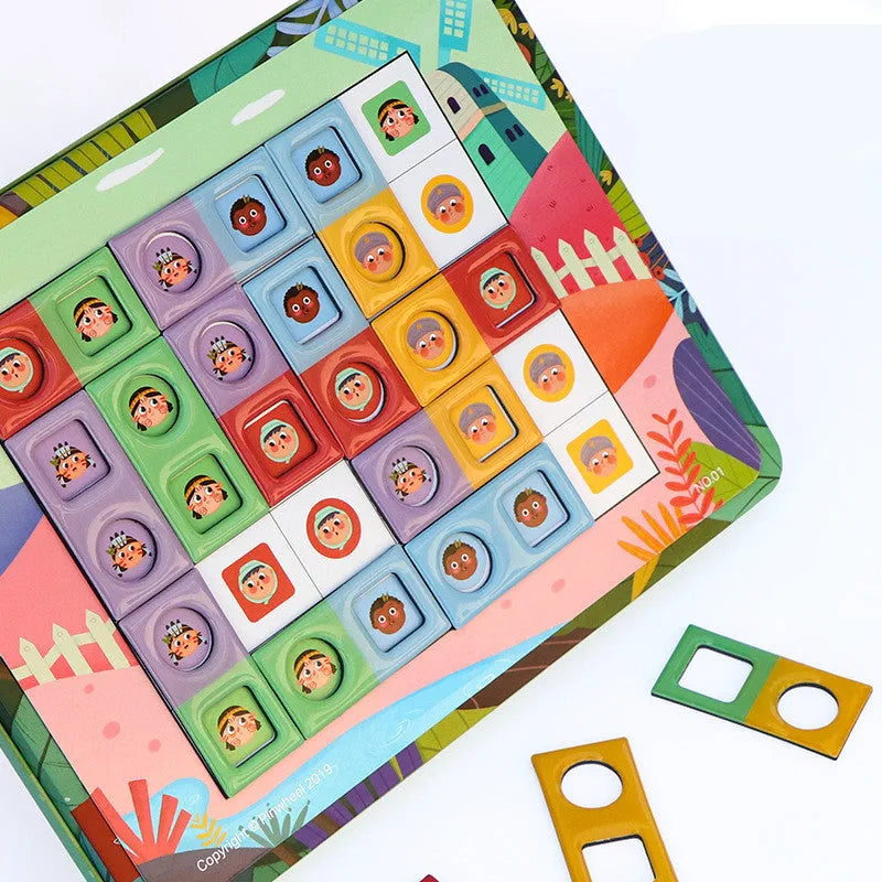 Magnetic glue butt bump reasoning logic table game for children with silicone construction in colour box packaging