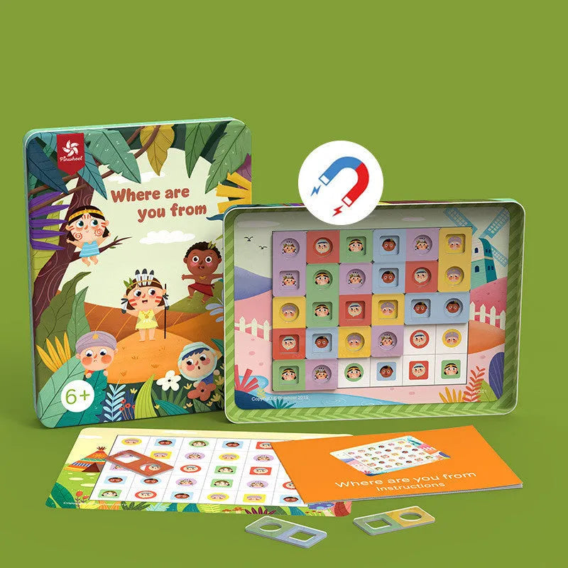 Magnetic glue butt bump reasoning logic table game for children with silicone construction in colour box packaging