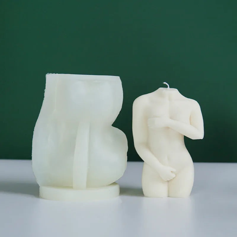 Silicone female body candle mould showing three different body shape options for candle making