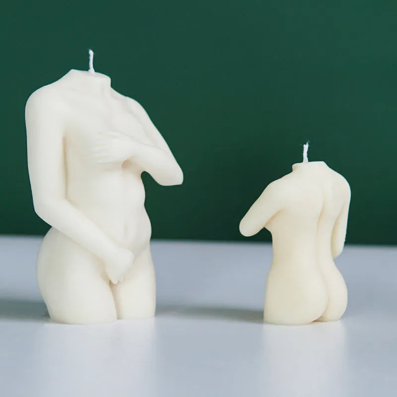 Silicone female body candle mould showing three different body shape options for candle making