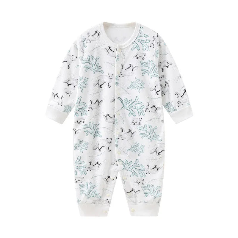 100% combed cotton baby one-piece romper with animal print design for infant 3-24 months