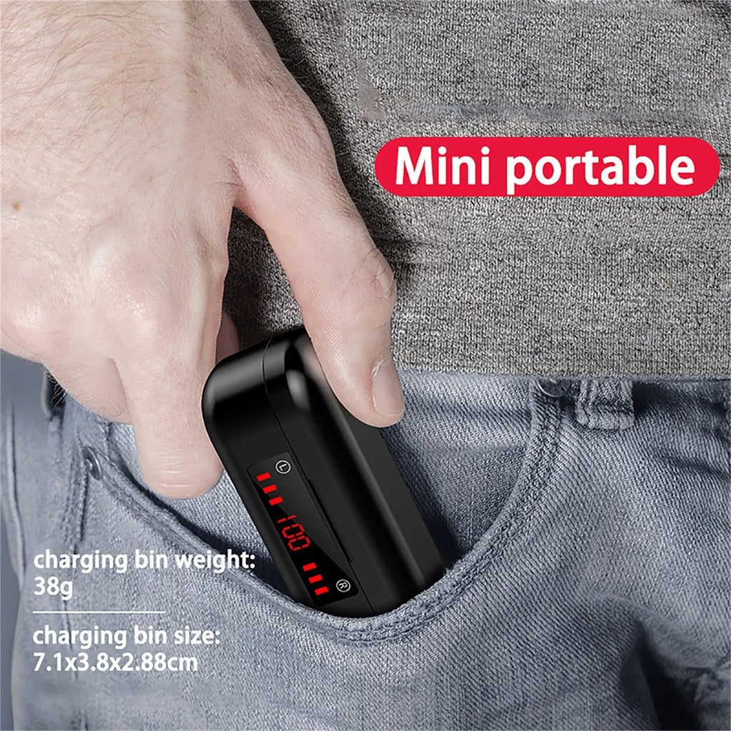 Wireless Bluetooth touch headset in V7 LED button version with charging box and ear caps