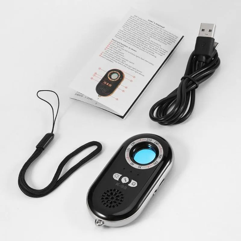 Wireless signal detector with vibration alarm, 85mm size, ABS plastic, for travel anti-theft security