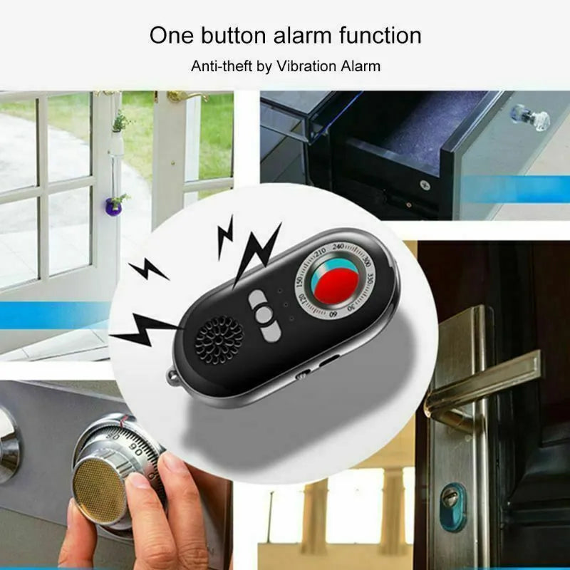 Wireless signal detector with vibration alarm, 85mm size, ABS plastic, for travel anti-theft security