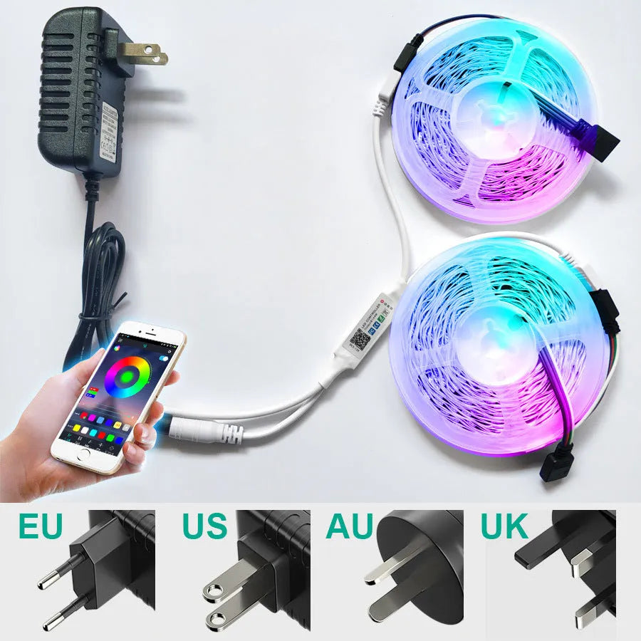 24-key mini Bluetooth DC head RGB controller for 5050 LED light bars, 5-24V input, RGB Symphony, not waterproof
