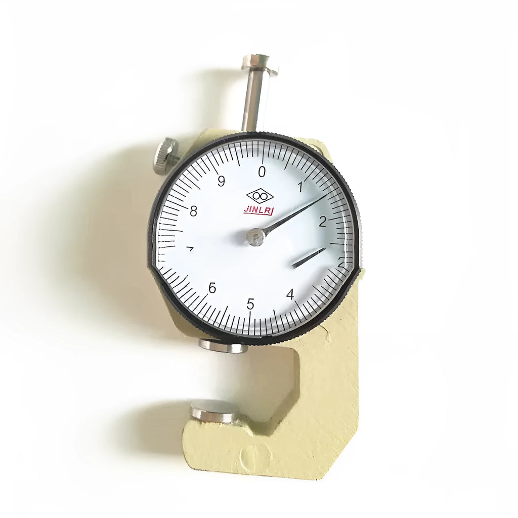 Digital handheld thickness gauge for measuring steel, tubes, films, and fabrics.
