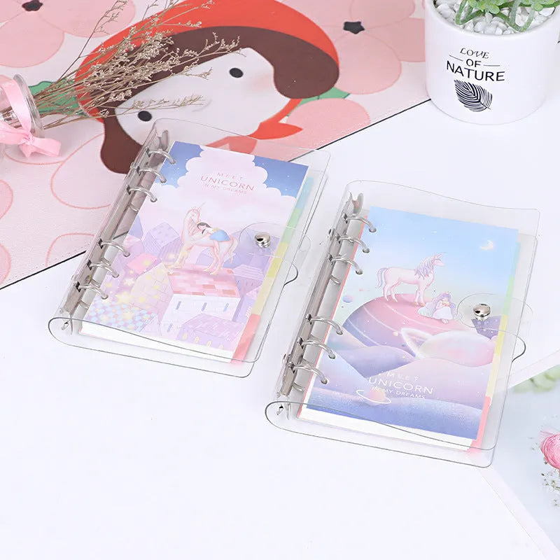 Metal binder shell with PVC cover in Alice Castle colour showing pull side bag accessory and Daolin paper pages