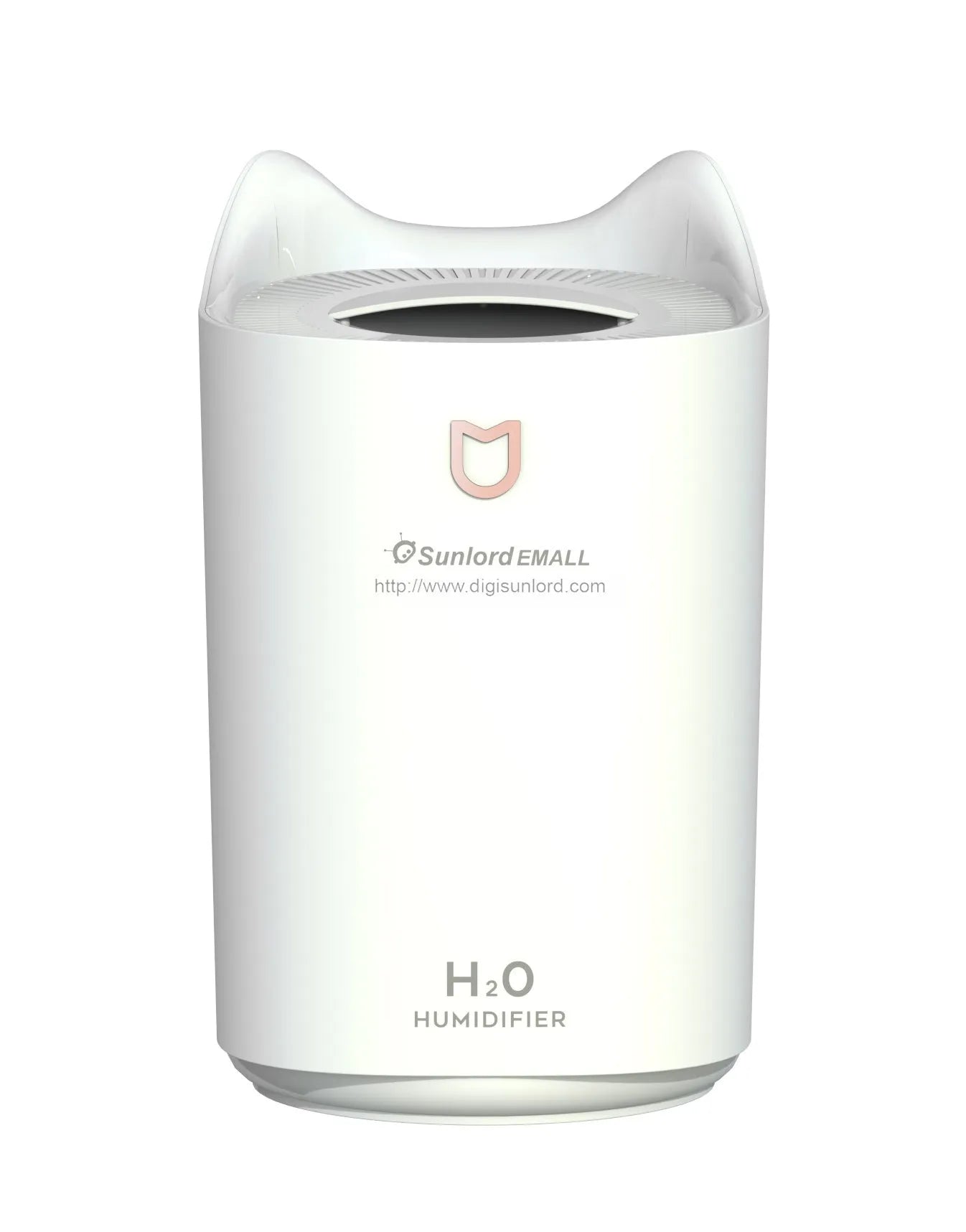 Double spray humidifier with three fog outlets, transparent water tank showing 2.6-4.0 litre capacity, USB power connection