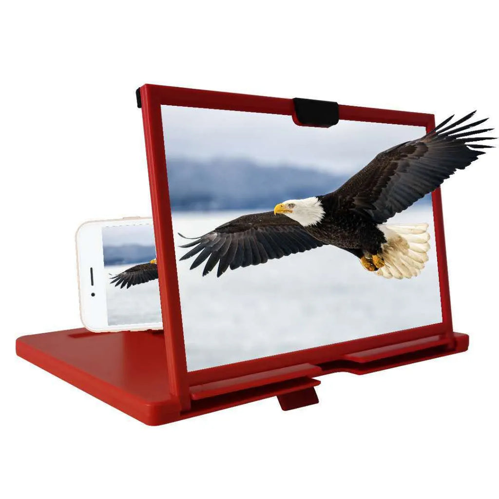 Black desktop mobile phone holder with a large magnifying screen for 3D HD viewing and anti-blue light.
