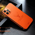 Leather texture square frame iPhone case for iPhone 12 models in multiple colours