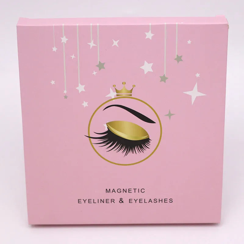 Magnetic eyelashes and black magnetic eyeliner set, showing reusable mink false lashes.