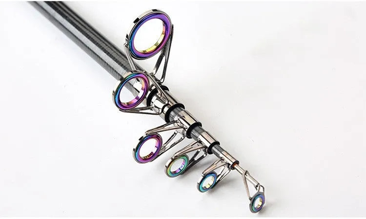 Carbon fibre telescopic spinning fishing rod for sea fishing with metal or foam handle, 2.1m to 3.6m