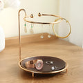 Walnut coloured solid wood jewellery and key storage tray with compact dimensions