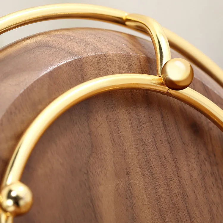 Walnut coloured solid wood jewellery and key storage tray with compact dimensions
