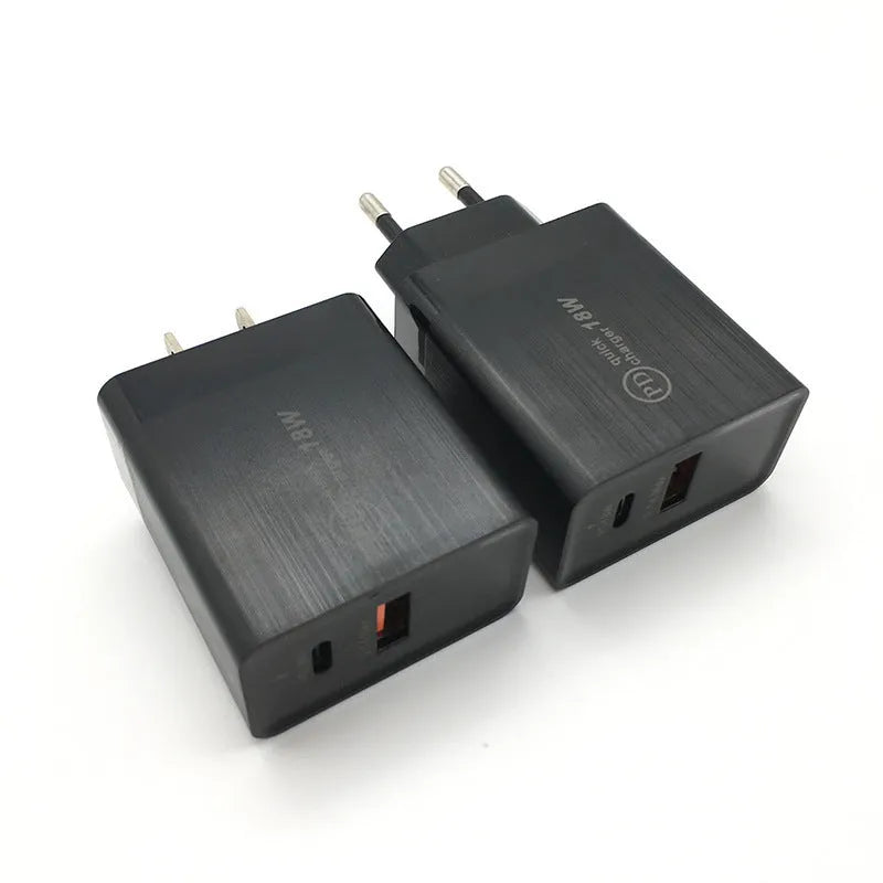 18W USB-C fast charger with Power Delivery technology in black or white colour options