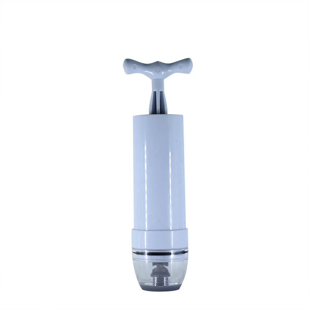 Green and grey manual vacuum compression storage bag with a manual hand pump.