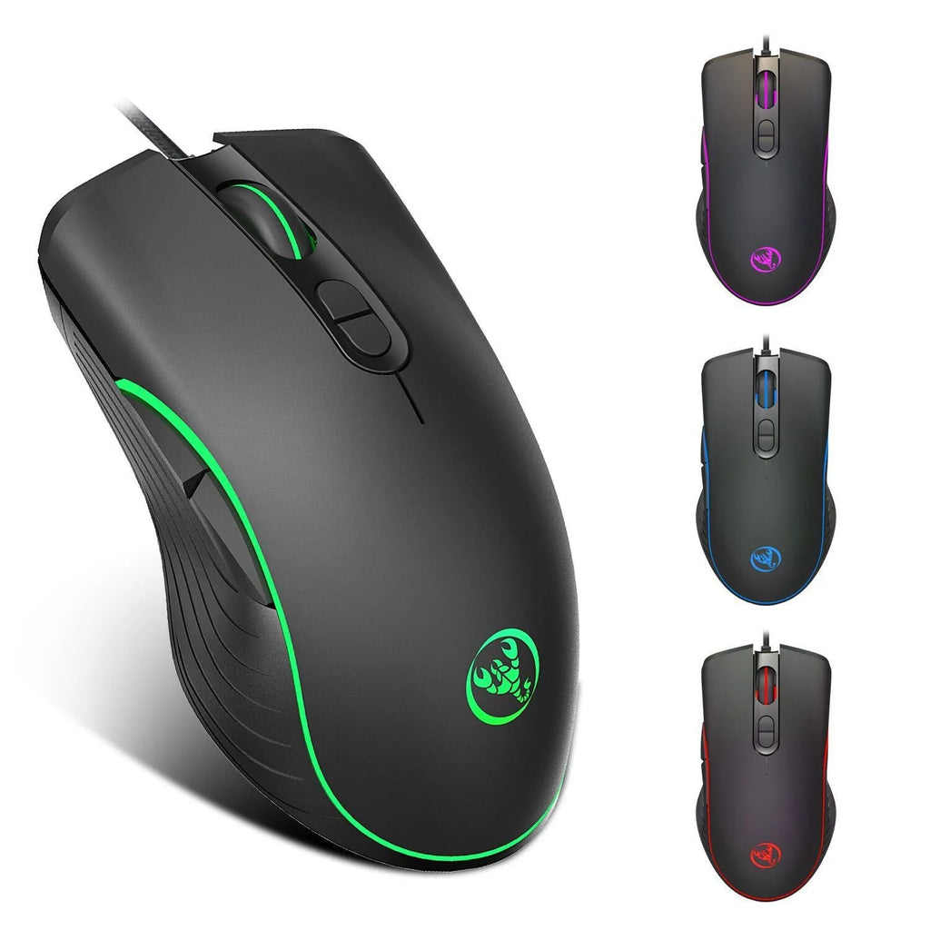 Wired optical gaming mouse with 6400 DPI, 7 keys, 4-way wheel, USB cable, 12.8 x 7.1 x 4.5cm