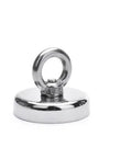 Silver D25mm round neodymium fishing magnet with lifting ring for salvage and retrieval