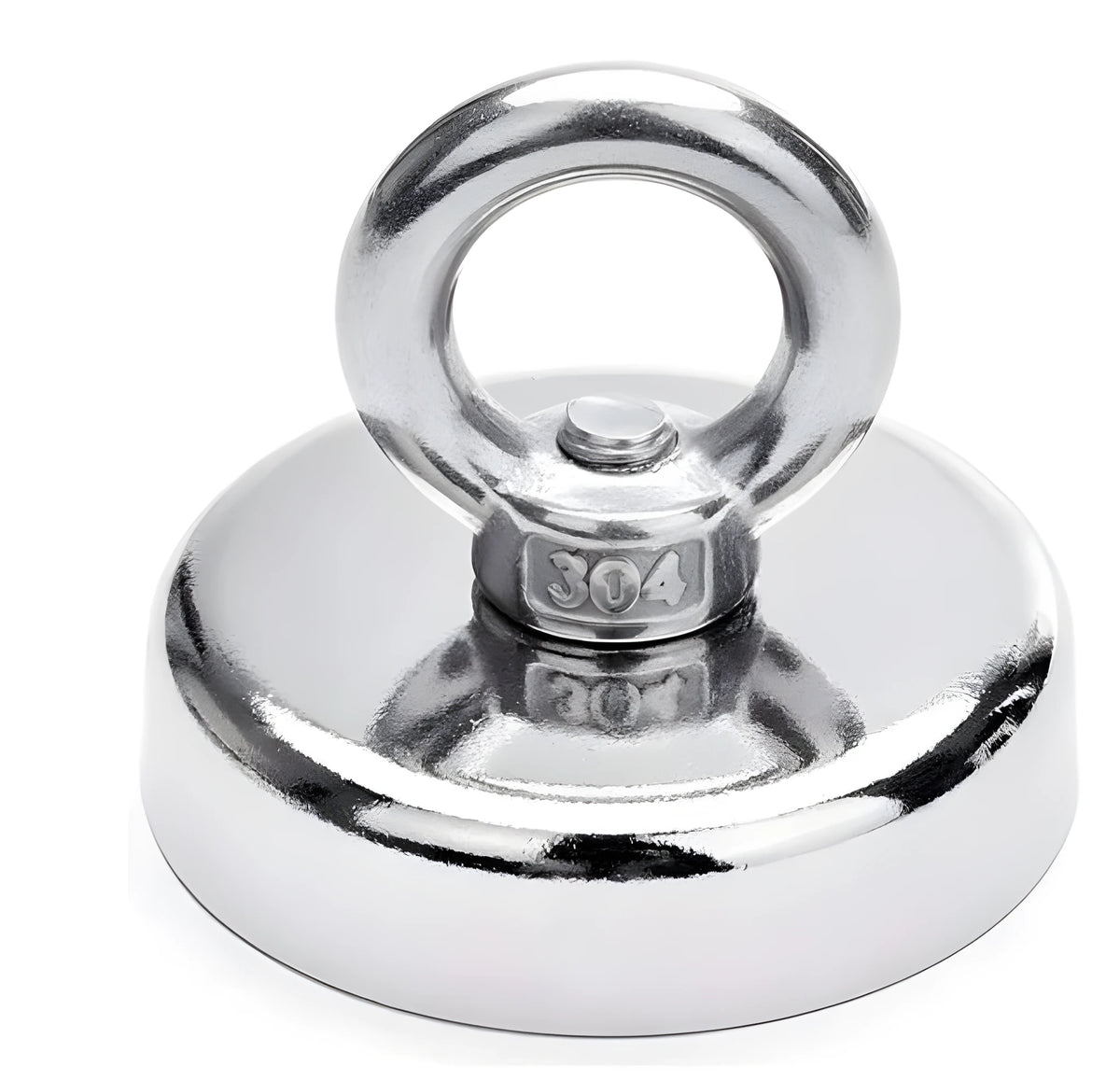Silver D25mm round neodymium fishing magnet with lifting ring for salvage and retrieval