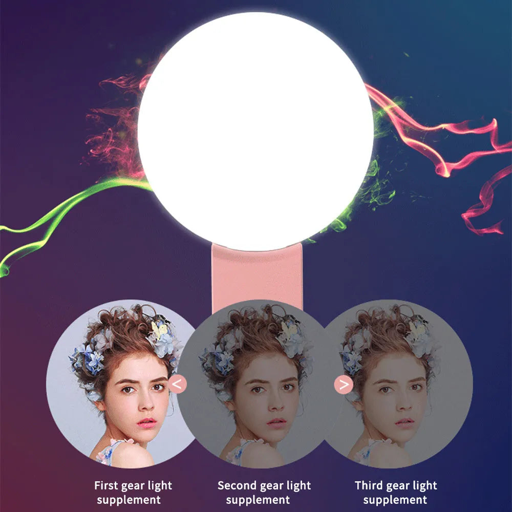 Round clip-on mobile phone fill light in four colours with professional flash specifications