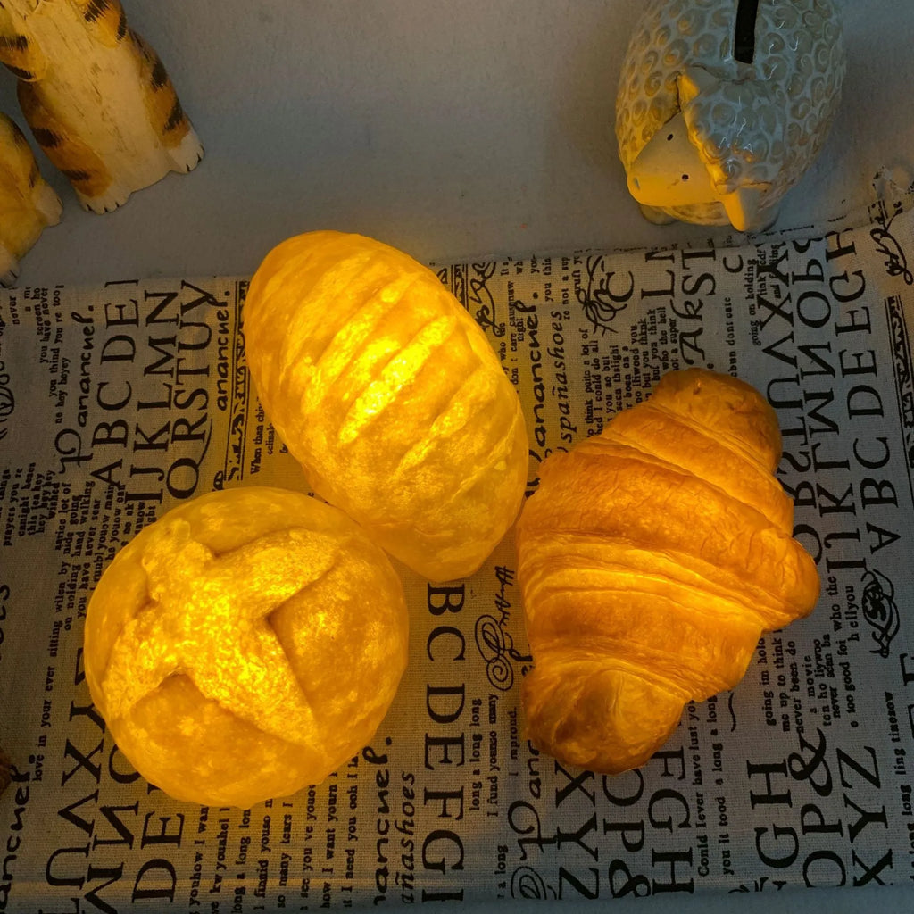 Simulation croissant bread LED night light with battery operation for room decoration
