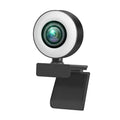 Black HD USB computer webcam with fill light for video conferences and online meetings